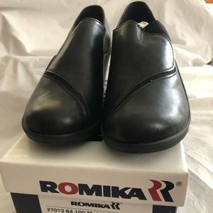 Romika black leather low heels